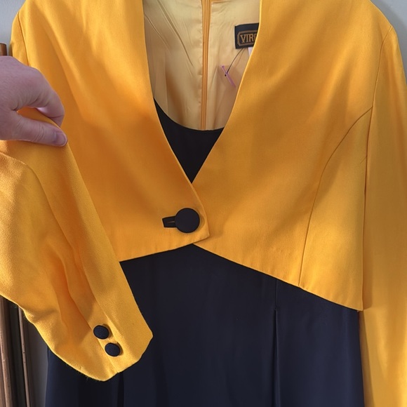 1980s 80s 90s Vintage 14 Chic Costume Jacket Dress Black & Yellow US 8 Medium - Picture 3 of 9